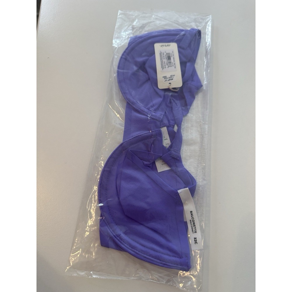 Aerie BRA SMOOTHEZ Mesh BALCONETTE Women 32C Purple Intimate‎ New